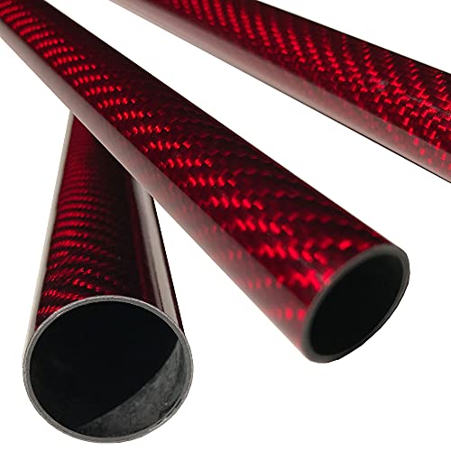 (1) KARBXON-Karbon Fiber Tüp-kırmızı-20mm X 18mm X 1000mm-İçi Boş Karbon Fiber çubuklar-Parlak Karbon Tüpler-Saf Karbon Fiber