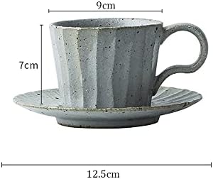 CXJAY Seramik 240 ml kahve fincanları ve tabağı Seti, 8.11 oz Komik Çevre Dostu Cappuccino ısıtıcı saplı kupalar Ananas Çay