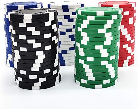 Inheming 100 Parça Poker Cips Seti, 5 Renk Çizgili Çip Casino Tarzı, 11.5 Gram, Akrilik Kılıf ile gel
