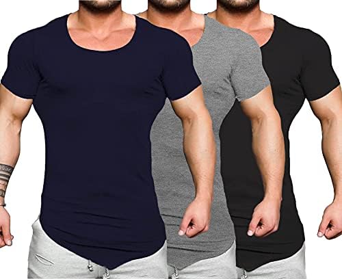 COOFANDY erkek Egzersiz Tee Gömlek 1-3 Paket Kas Gömlek Kısa Kollu Gym Eğitim Vücut Geliştirme Fitness T Gömlek