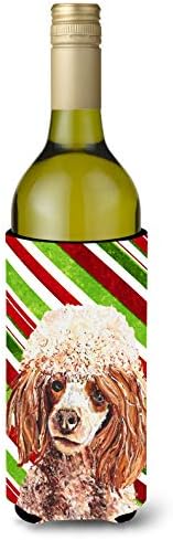 Caroline Hazineleri SC9795LİTERK Kırmızı Minyatür Kaniş Şeker Kamışı Noel Şarap Şişesi Içecek Izolatör Hugger, şarap Şişesi,