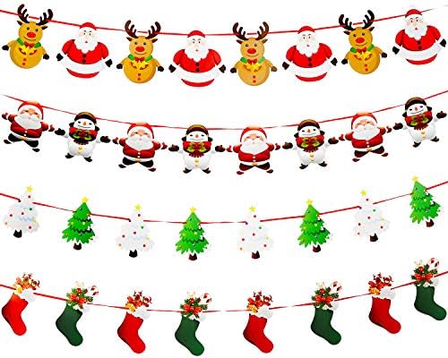 JOVITEC 4 Strings Noel Asılı Afiş Kağıt Bunting Garlands Zanaat Süsler Ofisler için, Alışveriş Merkezleri, evler ve Partiler