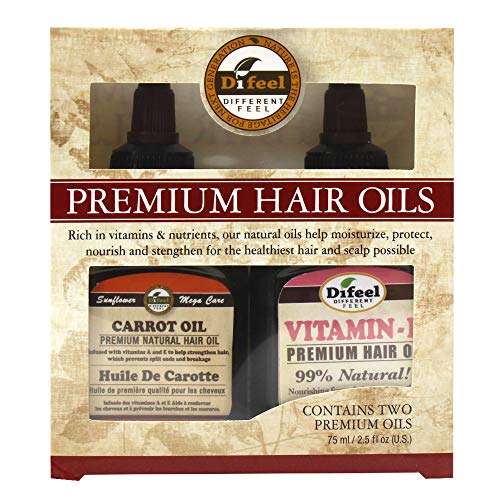 Difeel Premium Doğal Saç Yağı-Havuç Yağı ve E Vitamini Yağı 2.5 Ons (2 Parçalı Set)
