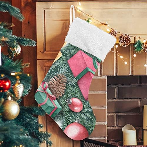 YUEND ile Beyaz Peluş Trim Büyük Noel Stocking Kitleri Merry Christmas Renkli Hediyeler Sevimli Klasik Kişiselleştirilmiş 1