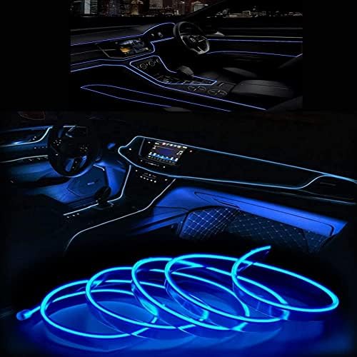 USB El tel, neon halat şerit ışıkları 5 V sigorta koruması ile otomotiv araç iç dekorasyon için 6mm dikiş kenarı ile.... (Mavi,