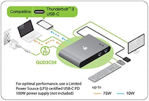 IOGEAR-Access Pro 2-Port USB-C KVM Anahtarı ile Güç Teslimat (TAA Uyumlu) GUD3C04