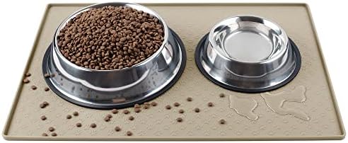 Coomazy Köpek Kedi Pet Besleme Mat, Silikon Su Geçirmez Gıda Mat 0.4 inç Yükseltilmiş Kenarları, kaymaz Pet Placemat Kase Tepsi