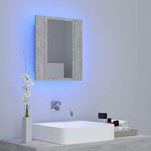 Banyo Duvar Dolabı, Duvar Ayna Dolabı ecza dolabı depolama Dolabı LED banyo ayna Dolabı Beton Gri 15.7 x 4.7x 17.7
