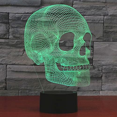 AGWIM Korkunç kafatası gece ışık 3D Illusion Lamba, 7 Renk Değiştirme USB dokunmatik anahtarı masa ışıkları, yatak odası paskalya