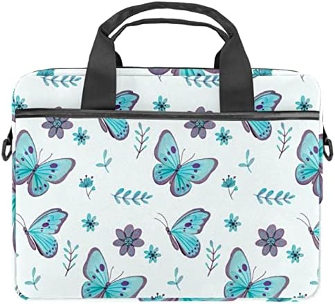 Mavi Kelebekler Söğüt Çiçekler Desen laptop çantası Kadınlar için Messenger omuzdan askili çanta 14.5 İn Laptop Taşıma çantası