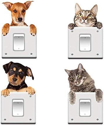 Çıkarılabilir Anahtarı Sticker, 8 kediler ve köpekler güzel duvar Sticker, ışık anahtarı dekor Çıkartmaları, aile DIY Dekor