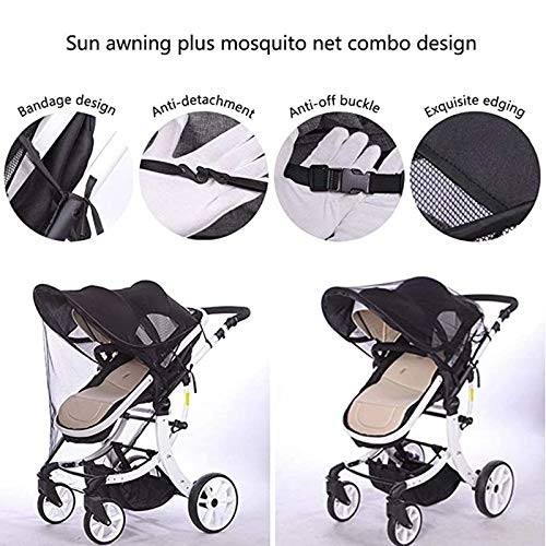 ADESUGATA Evrensel Arabası Güneş Gölge-Bebek Arabası Güneş Örtüsü, Yaz Pram Güneşlik Tente UV Koruma ile Ayarlanabilir ve Cibinlik