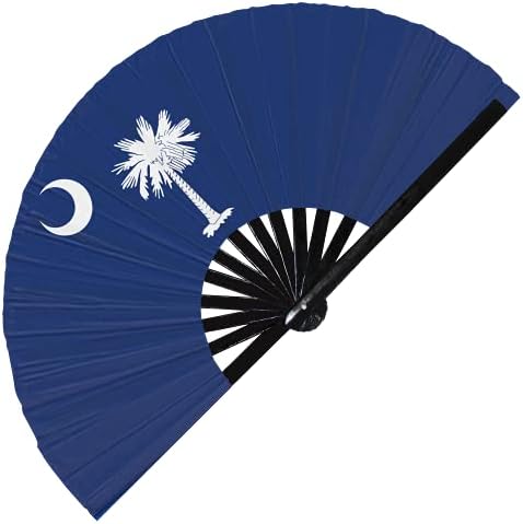 Güney Carolina Bayrağı ABD Devlet Katlanır El Fan, Amerikan Devletleri Bayrağı Büyük Bambu El Fan, En Dayanıklı Saten UV Solmaya