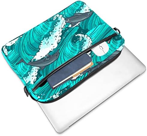 Deniz Dalgaları Yeşil Desen Sanat laptop çantası Kadınlar için Messenger omuzdan askili çanta 14.5 İn Laptop Taşıma çantası