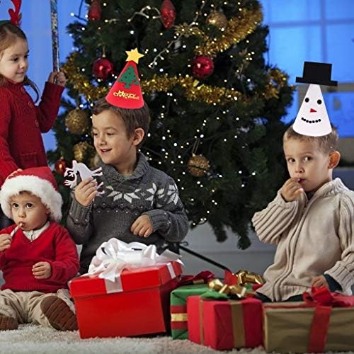 JETTİNGBUY 7 Paketleri Keçe Noel Şapka ile Elastik Halatlar, Keçe Noel Şapka DIY Zanaat Noel Şapka Santa Keçe Şapka için Noel,