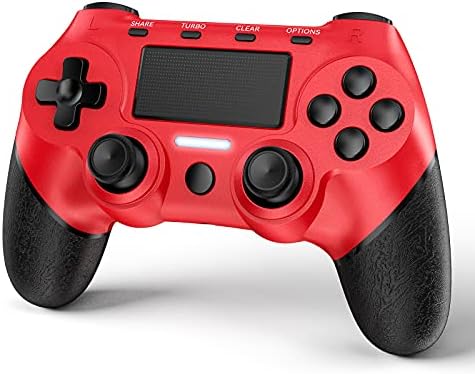 GRİZOVEK Kablosuz Denetleyicisi için PS4 Denetleyici Kırmızı Oyun Uzaktan Kumanda ile Turbo Dokunmatik Pad Ses Gyro Fonksiyonu