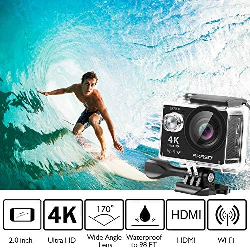 AKASO EK7000 4K30FPS Eylem Kamera Ultra HD Sualtı Kamera 170 Derece Geniş Açı 98FT Su Geçirmez Kamera