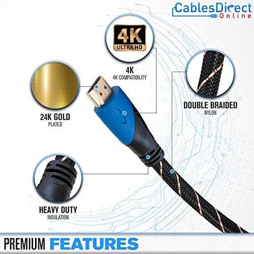 6FT Premium Altın Kaplama Ses ve Ethernet Dönüş Kanallı 4K HDMI Kablosu, 2160p, TV, DVD, PS4, Xbox, Bluray ile Uyumlu (6FT,