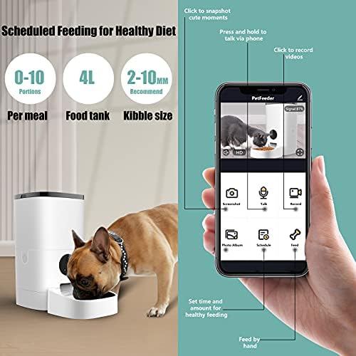Kamera ve Ses ile PetWoW 4L Otomatik WiFi Pet Besleyici, Planlanan Zaman ve Porsiyon ile Akıllı Kedi Köpek Yavrusu Gıda Dağıtıcı