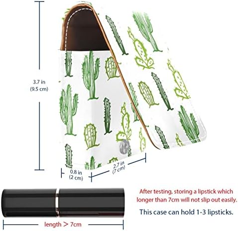 Kaktüs Yeşil Desen Bitkiler Boya Dudak Parlatıcısı Kılıfı Taşınabilir Seyahat Kozmetik Kılıfı Tutun 2 veya 3 Ruj Dudak Parlatıcısı
