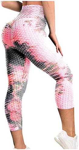 Fudule Yüksek Belli Yoga Pantolon Kadınlar için Ezme Popo Kaldırma Tayt Batik Egzersiz Karın Kontrol Ganimet Tayt Capri