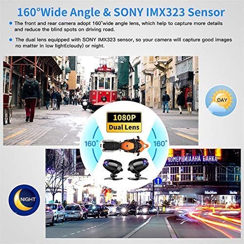 MWEIMA 3 İnç Motosiklet Dash kamera ile Çift 1080 P Su Geçirmez Kamera, 160° Geniş Açı, WiFi, GPS, G-Sensor, Gece Görüş, Döngü