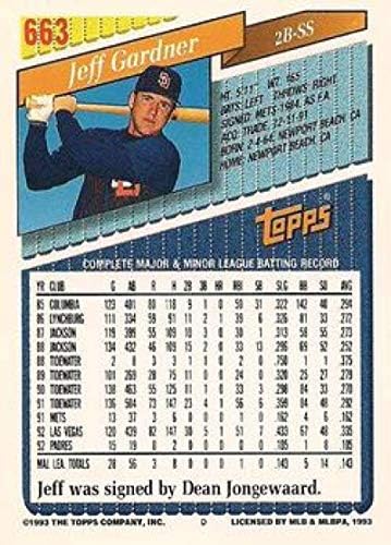 1993 Topps Altın Beyzbol 663 Jeff Gardner San Diego Padres Topps Şirketinden Resmi MLB Ticaret Kartı
