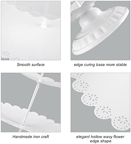 KERYNİCE 4 Parça Kek Standı Set Beyaz Metal Cupcake Tutucu Tatlı Ekran Plaka Dekor servis tabağı için Bebek Duş Düğün Doğum