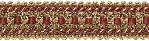 DÉCOPRO Bordo Kırmızı, Altın 1 inç İmparatorluk IIGımp Örgü Stili 0125IG Renk: Bordo Altın - 1253 (Avluda Satılır)