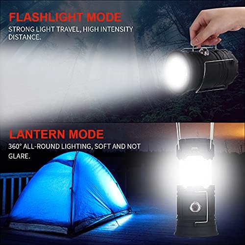TecHong Taşınabilir Güneş Kamp Fener Fenerleri-Katlanabilir USB Şarj Edilebilir Çadır Lambası, 2 Güç Kaynağı Modu ile Gece