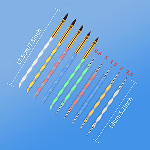 LUTER 10 PCS Nail Art Araçları, tırnak resim fırçaları ile Çift Uçlu Tırnak Süsleyen Kalemler Astar Fırça için Manikür Tırnak
