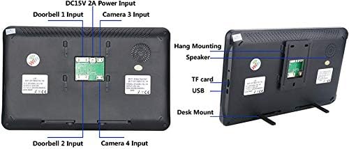 FansQ Video Kapı Zili 10 inç Kablolu WiFi Görüntülü Kapı Telefonu Kapı Zili İnterkom Giriş Sistemi ile IR-Cut AHD 720 P 2 Kablolu