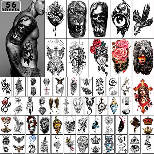 Yazhiji 56 Levhalar Geçici Dövmeler Çıkartmalar 11 Levhalar Yarım Kol Omuz Dövmeler ile Erkekler veya Kadınlar için 45 Levhalar