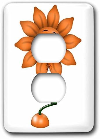 3dRose lsp_264980_6 Sevimli Turuncu Çiçek Yüz Üzerinde Bir Bahar İllüstrasyon Fiş Outlet Kapak