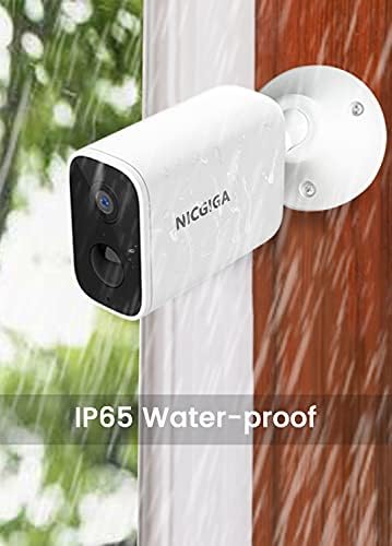 Kablosuz Açık Güvenlik Kamerası, NİCGİGA Şarj Edilebilir Akülü WiFi Açık Güvenlik Kameraları ile Ev Gözetim için IP65 Su Geçirmez,