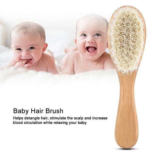 Ahşap Saplı Bebek Saç Fırçası, Yumuşak Doğal Keçi Fırçası Ca Yenidoğan Bebekler için Bebek Saç ve Saç Derisi