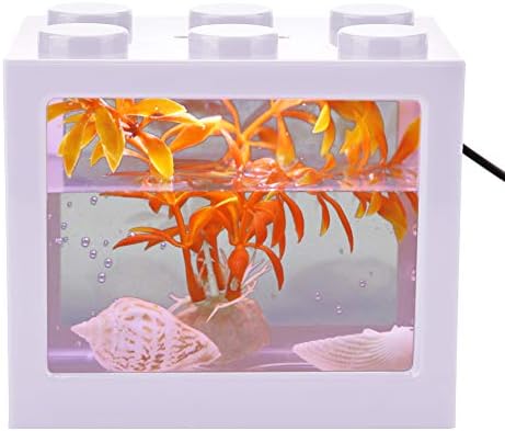 xianshi Mini balık tankı, Mini şekil Çevre Dostu Mini akvaryum, USB şarj plastik USB led ışık lamba oturma odası Ofis için