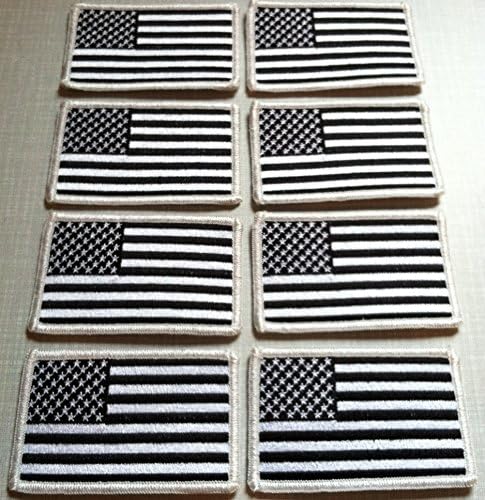 8 Amerika Birleşik Devletleri Bayrağı Nakış Demir-on Patch ABD Amblem Siyah & Beyaz