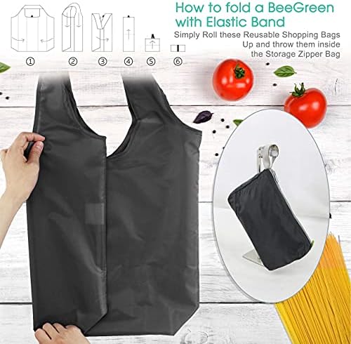 BeeGreen Xlarge Kullanımlık Çanta Alışveriş Yıkanabilir Katlanabilir 10 Paket ve Yalıtımlı Soğutucu Çanta Kolları ile 1 Paket