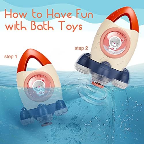 Aitdoll 2 Adet Banyo Oyuncakları, Uzay Roket Şekli Toddler Küvet Oyuncaklar ile Dönebilen Çeşme Duş, 9. 1X6. 2 İnç Sprey Su