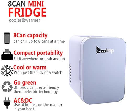 ZOKOP Mini Buzdolabı, 6 L/8 Kutu Taşınabilir Buzdolabı, Soğutucu ve Isıtıcı Cilt Bakımı, İlaçlar, İçecek, Ev ve Seyahat için