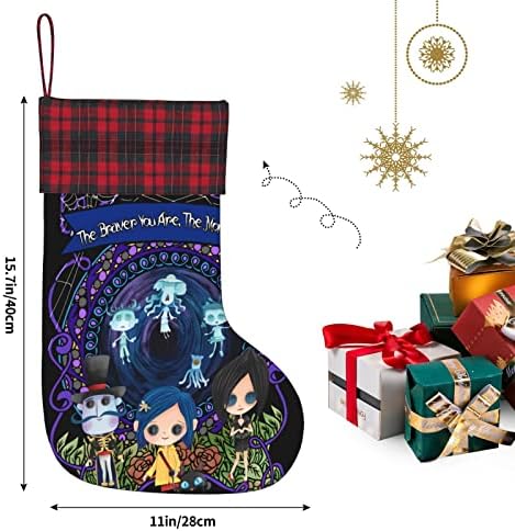 Woodyotime Korku Filmi Karikatür Noel Asılı Çorap Ekose Dikiş Noel Şömine Çorap Şeker Çanta Santa Noel Ağacı Asılı Dekorasyon