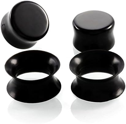 HQLA 2 Pairs Siyah Doğal Obsidyen Taş / Ultra-İnce Silikon Kulak Göstergeleri Fişler Tünelleri Genişleticiler Sedye Vücut Piercing