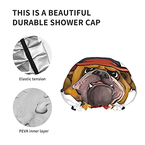 Karikatür Bulldog Duş Caps Çift Katmanlar Banyo Şapka Kadınlar İçin Kapak Uzun Ve Kalın Saç Kullanımlık Su Geçirmez Kaput