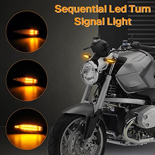 QUASCO Sıralı LED Motosiklet Dönüş Sinyali Evrensel 12 V Ön Blinkers Harley Honda Kawasaki Suzuki Yamaha ile Uyumlu, Amber
