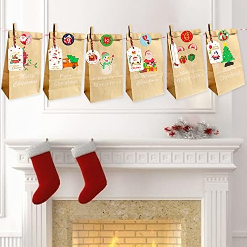 Newmind 24 Setleri hediye keseleri ile Noel Çıkartmalar Ambalaj Malzemeleri Sarma Dekorasyon Santa ile Advent Takvimi için
