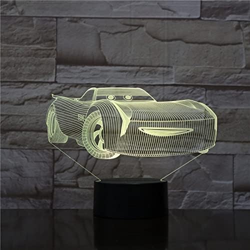 McQueen Route 66 Sizin Yarış Araba 3D Yıldırım 7 Renk Lamba Görsel Led gece ışıkları Çocuklar için Dokunmatik USB Masa Lampara