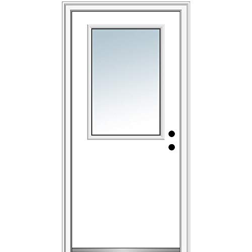 National Door Company ZZ00720R Çelik Astarlı, Sağ Salıncaklı, Prehung Ön Kapı, 1/2 Lite Gömme, Şeffaf Cam, 30 x 80