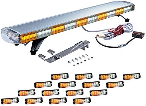 Set Amber Beyaz Çok Fonksiyonlu Uyarı Acil Dikkat 47 inç 88-LED çakarlı lamba çubuğu Çatı Üst ve 16X 6-LED SYNC çakarlı lamba