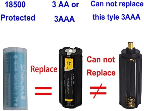 Shocklı 18500 Korumalı Şarj Edilebilir Pil 3.7 V 1600mAh 21, 51 UV El Feneri için [3 AAA ve 3 AA Pil Tutucuyu Değiştirin] -